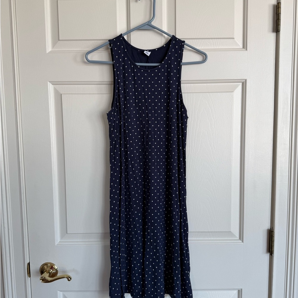 Old Navy Navy and White Polka Dot Midi Dress
